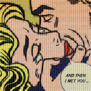 Alex G Cao, A THOUSAND KISSES DEEP, LICHTENSTEIN vs WARHOL, 2014, ink and oil on canvas, at GALLERY M
