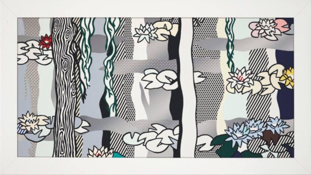 Roy Lichtenstein, Water Lilies with Willows, 1992, screen-printed enamel on stainless steel, available at GALLERY M